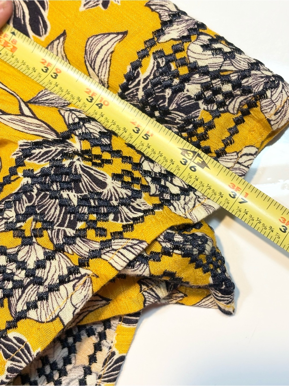 Market & Spruce Auria Embroidered Dress in yellow and navy large - Picture 10 of 13